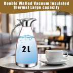 Uiifan 2 Pcs 68 oz Thermal Coffee Carafe Insulated Stainless Steel Coffee Carafe for Hot Liquids Vacuum Thermal Pot Creamer Dispenser with Brushes Keeping Hot Tea Milk Water(Rose Gold)