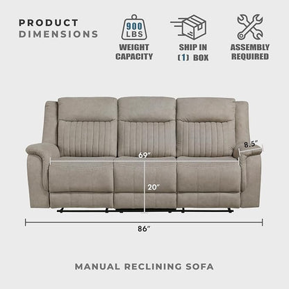 Lexicon Manual Double Reclining Sofa, Polished Microfiber Upholstered 3 Seater - Image 5
