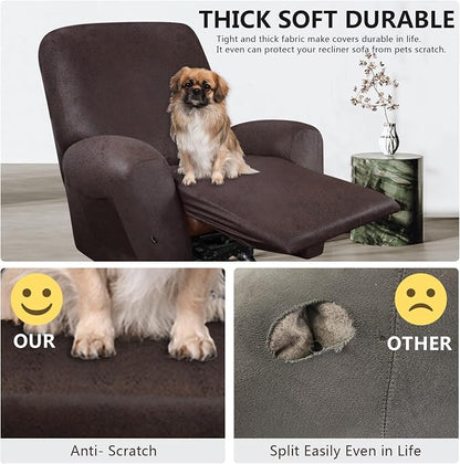 ANARACHON Leather Look Recliner Chair Covers Stay in Place 4-Piece Recliner - Image 6