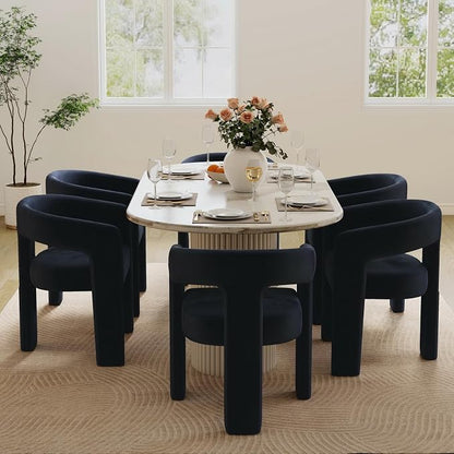 BESTANO Set of 6 Modern Velvet Fabric Upholstered Dining Chairs - Image 2
