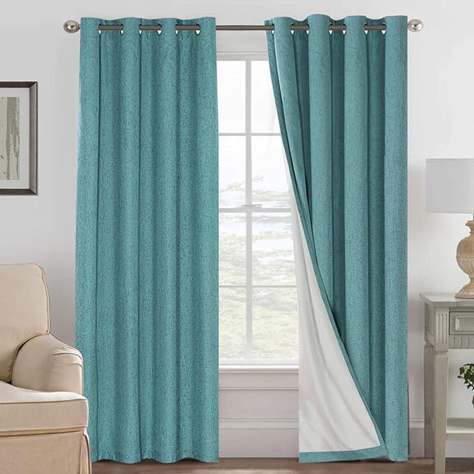 H.VERSAILTEX Linen Blackout Curtains 96 Inches Long 100% Absolutely Blackout by HVERSAILTEX