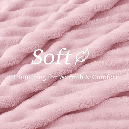 BEDELITE Ribbed Twin Blanket for Couch & Bed, Cherry Blossom, Warm Yet - Image 4