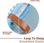 Folkulture Mini Oven Mitts Heat Resistant & Non Slip | (5.75 x 9) Set of 2 Blue Short Oven Mitts with Hanging Loop for Kitchen Decor | 100% Cotton Oven Gloves or Orange Kitchen Mittens Set
