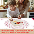 32x24" Silicone Pastry Mat for Rolling Dough Non Slip Non Stick Silicone Mats for Kitchen Counter Red