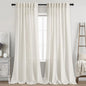 Cream Linen Curtains 99 Inches Long 2 Panels Set Back Tab Rod Pocket Semi Sheer by Nanspring