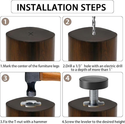 1/4" Thread Leveling Feet, Adjustable Furniture Feet Threaded Screw in - Image 6