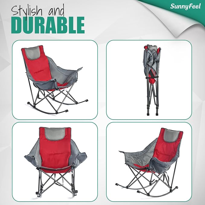 SUNNYFEEL Oversized Rocking Camping Chair, Fully Padded Patio Chair - Image 7