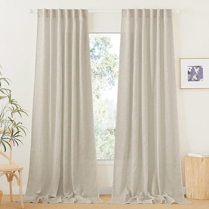 RYB HOME Sheer Curtains 102 inches, Extra Long Floor to Ceiling Curtains | Half by RYBHOME