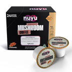 Nuyu Mushroom Coffee Pods, K-Cups, 100% Medium Roast Arabica Coffee with Lion's Mane, Reishi, Chaga, Cordyceps, 2000mg per Pod (24, Caramel)