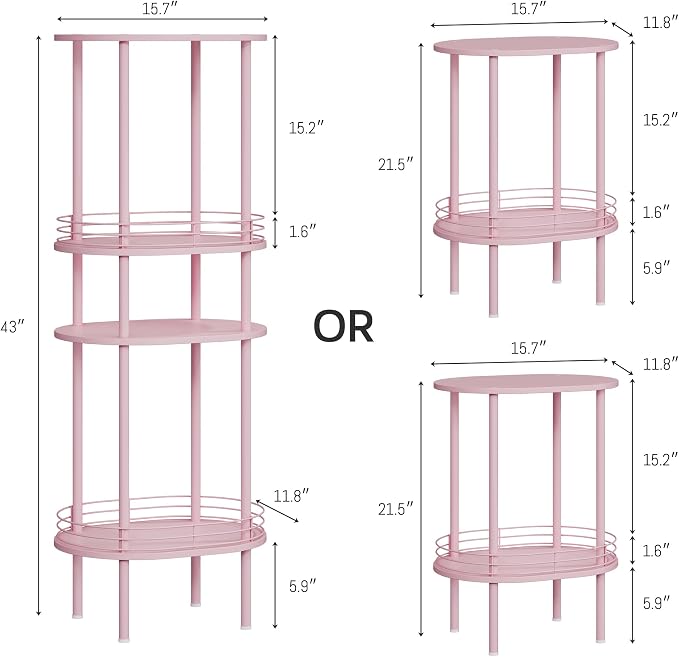 Pink Side Table Set of 2, Small Modern Round Side Table - Image 3