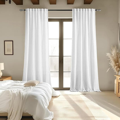 MIULEE White Linen Curtains 92 Inch Long 2 Panels - Image 6