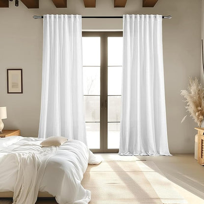 MIULEE White Linen Curtains 120 Inch Long 2 Panels - Image 6