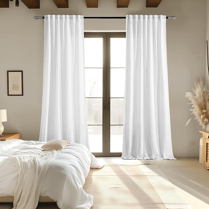 MIULEE White Linen Curtains 84 Inch Length 2 Panels - Image 6