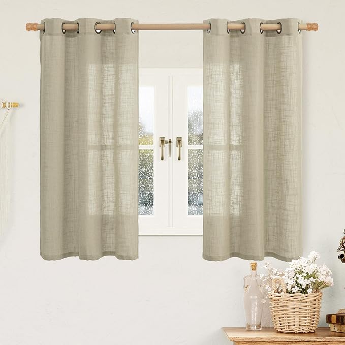 Oatmeal Semi Sheer Linen Curtains by LAMIT