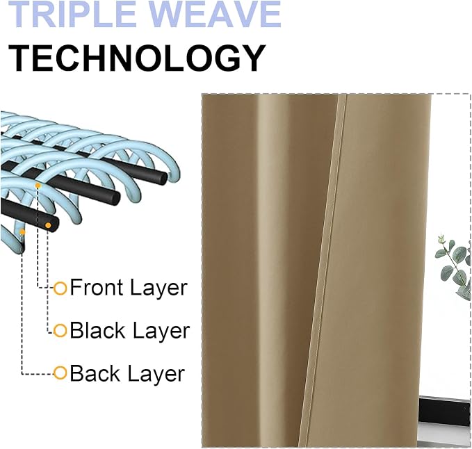 Simplebrand Ava Taupe Short Blackout Curtains - Image 5