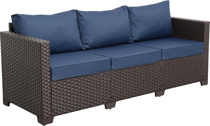 Rattan Star Patio Furniture Outdoor Couch 3 Seater Sofa Outdoor Brown Wicker - Image 3