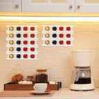 8 Pack Adhesive Coffee Pod Holder, 2 Different Size Holds 20 Capsules, Wall or Cabinet Mounted Coffee Capsule Rack with Adhesive Strips, Vertical or Horizontal Mount