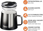 TKK 12 oz Insulated Coffee Mug with Handle Ceramic Coating Detachable Slider Lid Stainless Steel Tumbler Double Wall Vacuum Travel Cup