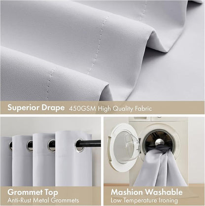 MIULEE Greyish White 40x45 Inch Length Blackout Curtains - Image 7