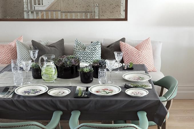 Portmeirion Botanic Garden 8.5" Salad Plates - Set of 6 | Assorted Floral Motifs | Fine Earthenware | Chip Resistant Glaze | Dishwasher, Microwave, Freezer, Oven Safe | Made in England