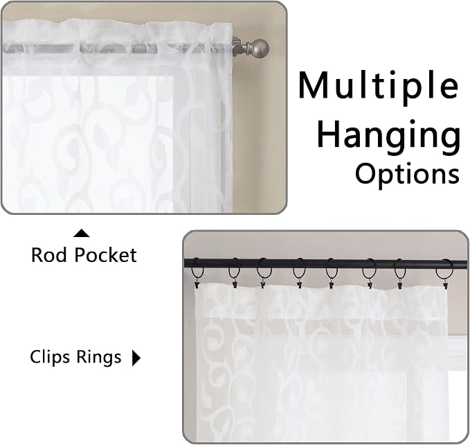 Furman Sheer White Curtains Tiers 36 inch Length, Light Filtering Soft Airy - Image 4