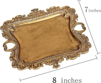 Funly mee Antique Trinket Dish Vintage Metal Jewelry Tray, Wedding Ring & - Image 2