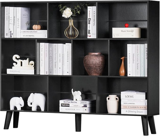 YAHARBO 10 Cube Large Bookshelf, 3 Tier Bookcase by YAHARBO