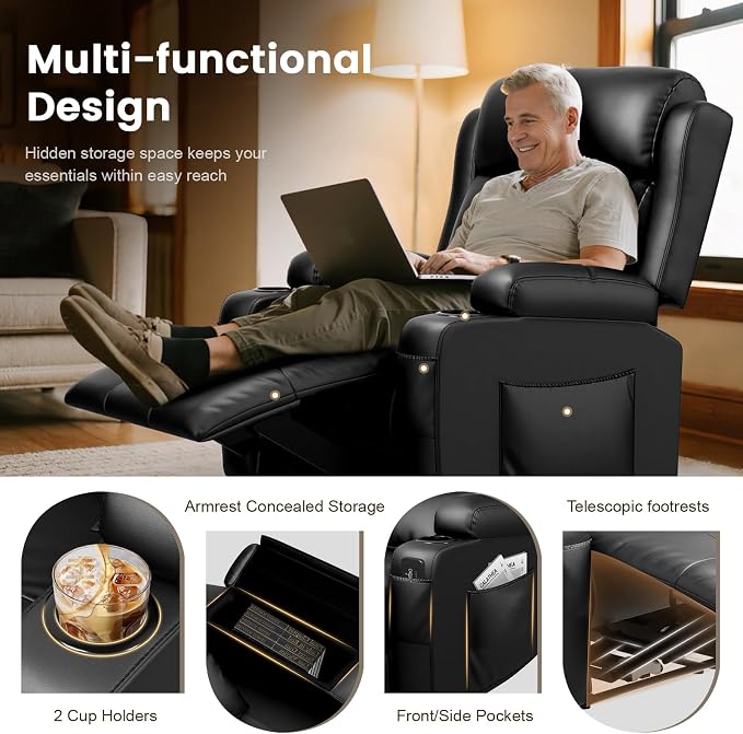 Home Theater Seating Power Recliner Chair, Massage Reclining Sofa - Image 3