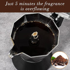 Moka Pot, 6-Cup Espresso Maker, 300ml Portable Stovetop Espresso Maker, Percolator Coffee Pot Compatible with Induction Cooktops, Suitable for Home and Camping (Black)