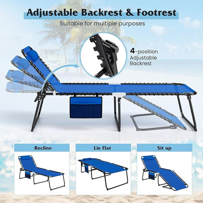 GYMAX Lounge Chair for Outside, 440lbs 27” Oversize Folding Beach Tanning - Image 5