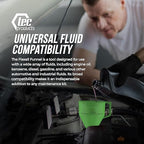 FlexAll Long Flexible Funnel for Automotive Use - Durable Nitrile Rubber - Ideal for Car Oil Change, Transmission Funnel Fluid, Diesel, Fuel, Gas - Made in USA - Green (16 x 5 Inches)