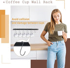 AJART Coffee Mug Rack Wall-Mounted: 12-Hook Cup Holder - Ideal for Coffee Bars & Apartment Kitchens - Space-Saving Solution - 1 Pack