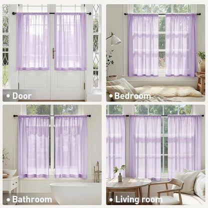MIULEE Light Purple Sheer Curtains 63 Inches Long 4 Panels 42 x 63 Inches | - Image 6