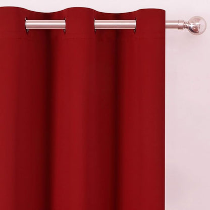 Red Blackout Curtains 66 x 63 Inch Length/Set of 2 Curtain Panels/Thermal - Image 6