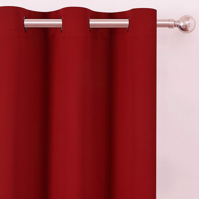 Blackout Curtains 66 x 84 inch/Red Curtains Set of 2 Panels/Thermal Insulated - Image 7