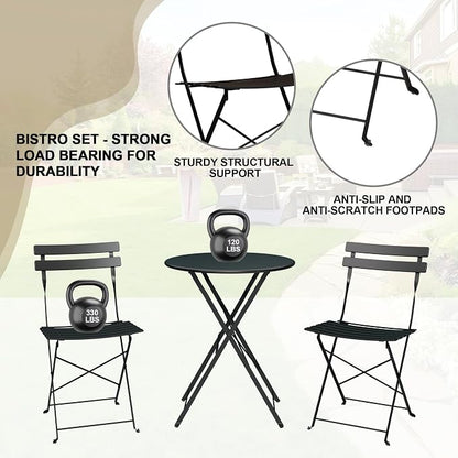 GarveeLife Outdoor Metal Bistro Set, 3-Piece Patio Furniture Set - Image 8