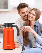 Carafes for Hot Liquids 70 oz - 12 Hour Stainless Steel Thermal Coffee Carafe-Insulated Coffee Carafes For Keeping Hot/Cold Coffee, Tea, Water, Drink Dispenser for Parties(Orange)