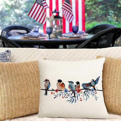RABUSOFA 4th of July Memorial Day Patriotic Throw Pillow Cover, 20x20 Inch Red - Image 2