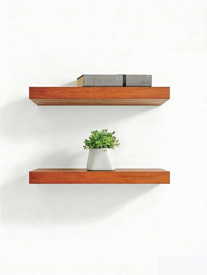 Solid Wood Floating Shelves, 11.8in Finished Real Wood Wall Shelves by Unknown