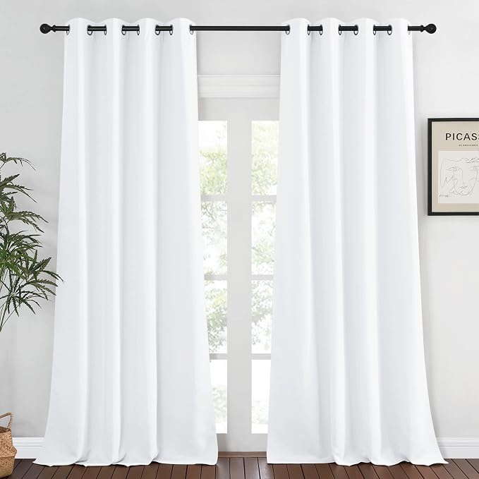 NICETOWN 50% Blackout White Living Room Curtain 108 inches Long by NICETOWN