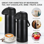 Updated Airpot Coffee Dispenser with Pump, 85 OZ Insulated Thermal Coffee Carafe for Keeping Hot - Cold Water, Party Chocolate Drinks & Stainless Steel Thermos Urn Large Thermal Hot Drink (Black)