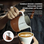 Milk Frothing Pitcher 450ml/16oz 304 Stainless Steel Espresso Steaming Pitcher with PU Leather, Milk Frothing Jug,milk frother cup,Milk Jug Cup,Premium Barista Tools,Latte Art (WHITE,20oz)