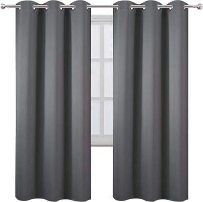 Grey Thermal Blackout Curtains/42 x 72 Inch/Set of 2 Panels Room Darkening - Image 2