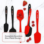 Elihome Skinny Silicone Spoonula - Non-Stick Heat Resistant Silicone Scraper Spatula for Mixing, Serving, Scraping, Stirring, and More - 11 Inch, Red