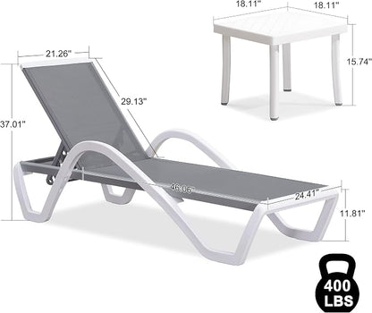 PURPLE LEAF Patio Chaise Lounge Chair Set Outside Aluminum Plastic Stackable - Image 2