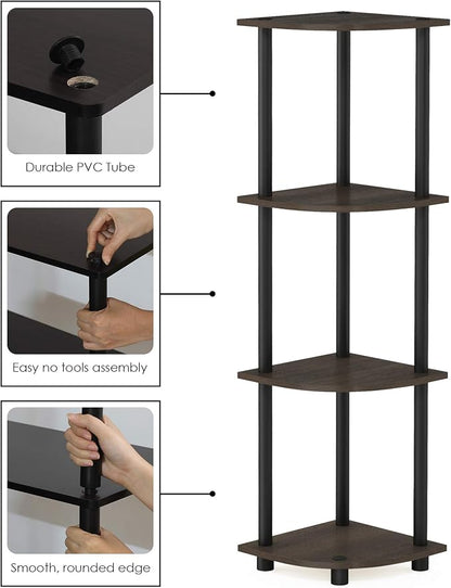 Furinno TURN-N-TUBE Corner Shelf, 4-Tier Corner Bookshelf, Display Storage - Image 5