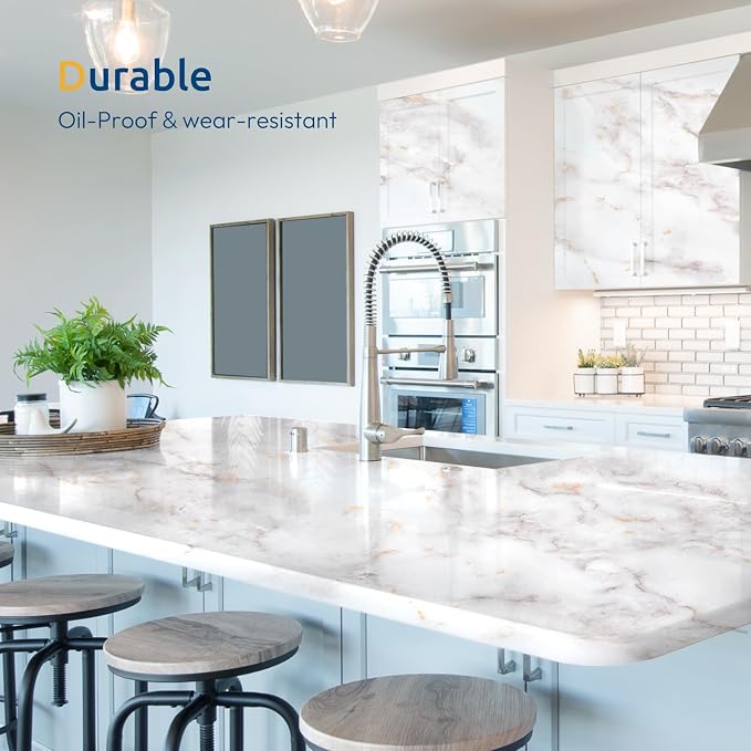 rabbitgoo Glossy Marble Contact Paper Peel and Stick Wallpaper 17.5" X 78.7" - Image 5