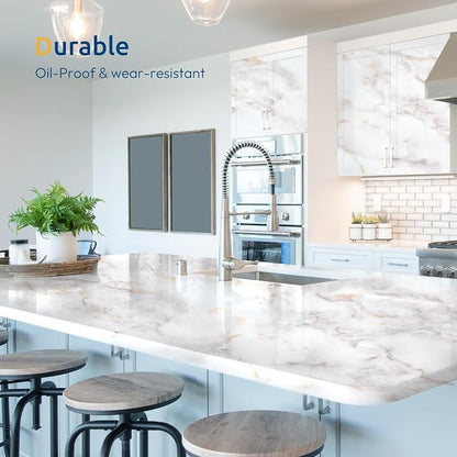 rabbitgoo Glossy Marble Contact Paper Peel and Stick Wallpaper 17.5" X 78.7" - Image 5
