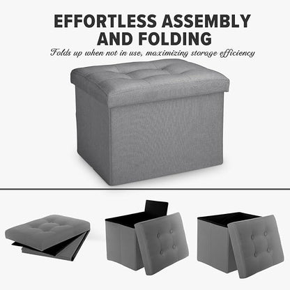LINMAGCO Small Storage Ottoman Stool Foot Rest Stool Under Desk Stool Short - Image 7