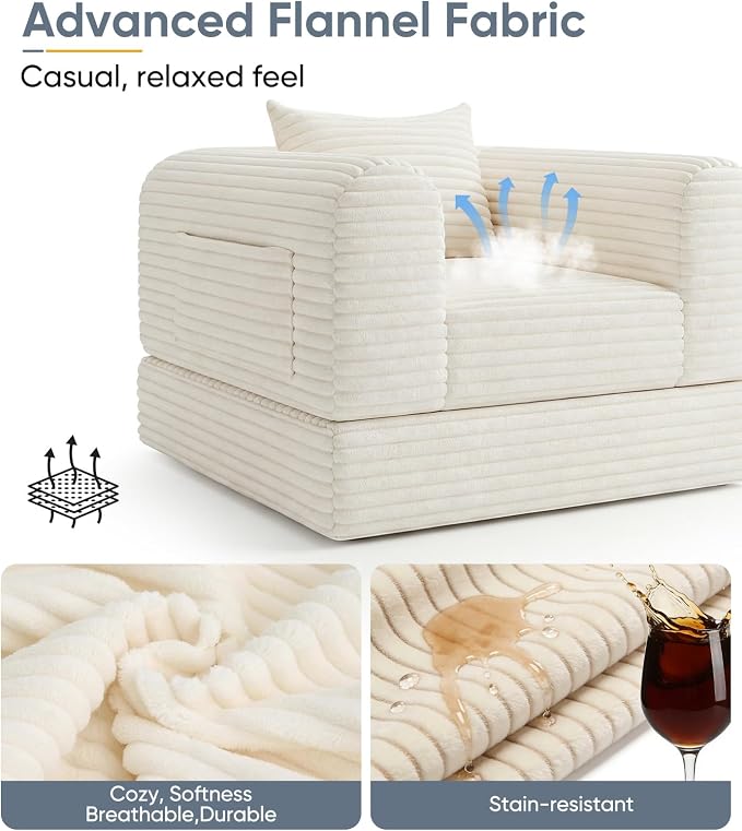 Versatile 2 in1 Loveseat Armchair Couch Convertible Boneless Chaise Lounge - Image 5